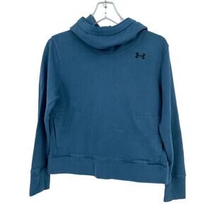 Under Armour Hooded Sweatshirt Size S Blue Cowl Neck Pullover Cropped Hoodie